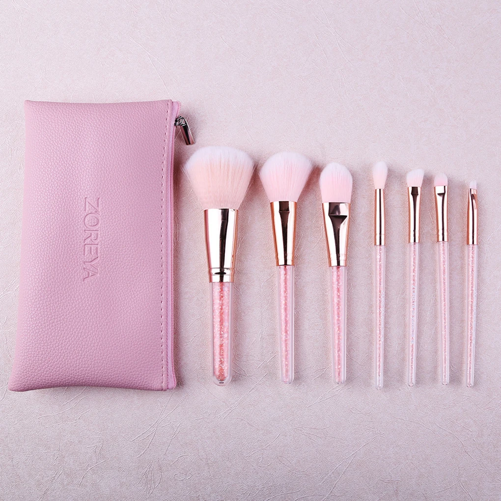 7pcs/set Rhinestone Glitter Crystal Makeup Brush Kit Professional Highlighter Eyebrow Face Concealer Brush