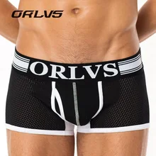 ORLVS 4 шт супер горячие сексуальные мужское нижнее белье; трусы-боксеры новые сетчатые трусы-боксеры мужские трусы хлопковые мужские трусы