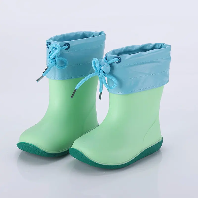 Детские непромокаемые сапоги; детская водонепроницаемая обувь; детская непромокаемая обувь для девочек и мальчиков; модные резиновые ботинки для девочек; Размеры 22-30 - Цвет: green