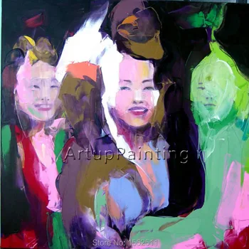 

Palette knife portrait Face Oil painting Character figure canvas Hand painted Francoise Nielly wall Art picture for living room6