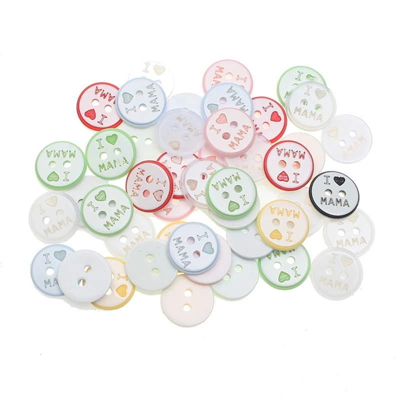 

50Pcs Mixed Resin "I Love MaMa"Sewing Buttons For Cloth Flatback Cabochon Scrapbooking Crafts Knopf Bouton Decor Diy Accessories