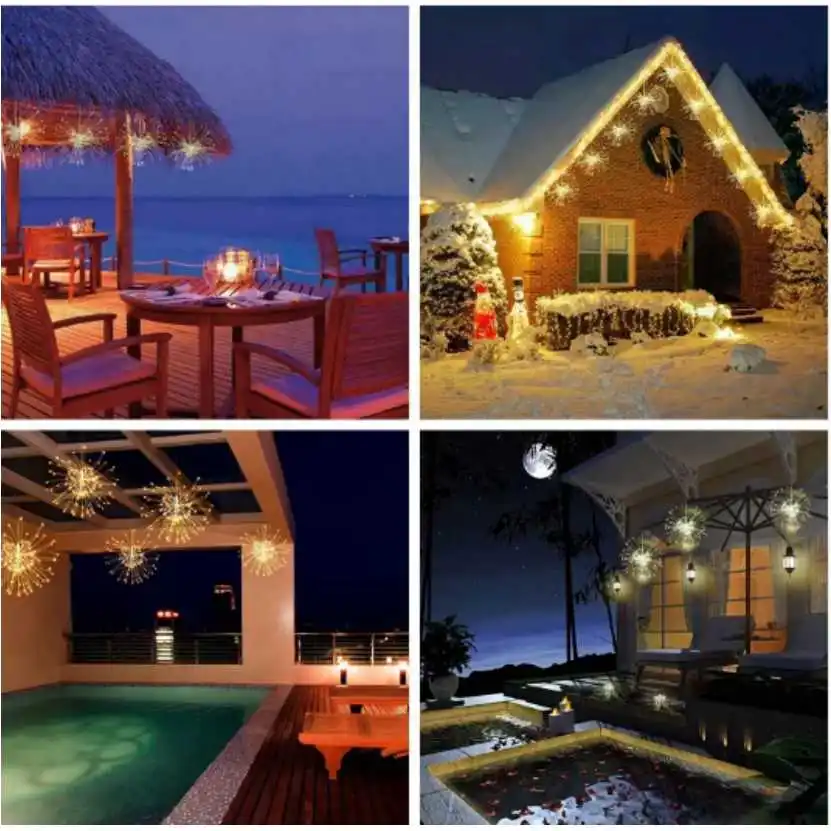 DIY Fireworks LED Fairy String Light Foldable Battery Powered Firework Garland Light for Outdoor Christmas Decoration