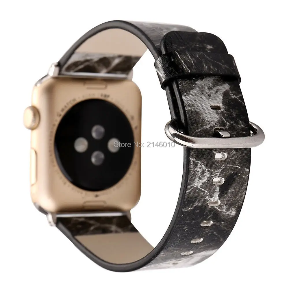 Замена Мода Мрамор узор Кожаный ремешок Ремешок Браслет для Apple Watch 38 мм 42 мм серии 3/2 /1
