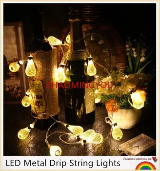 

YOU 20PCS 20led Battery led string LED Metal Drip String Lights Patio Wedding Party Christmas lights Bedroom Holiday Decoration