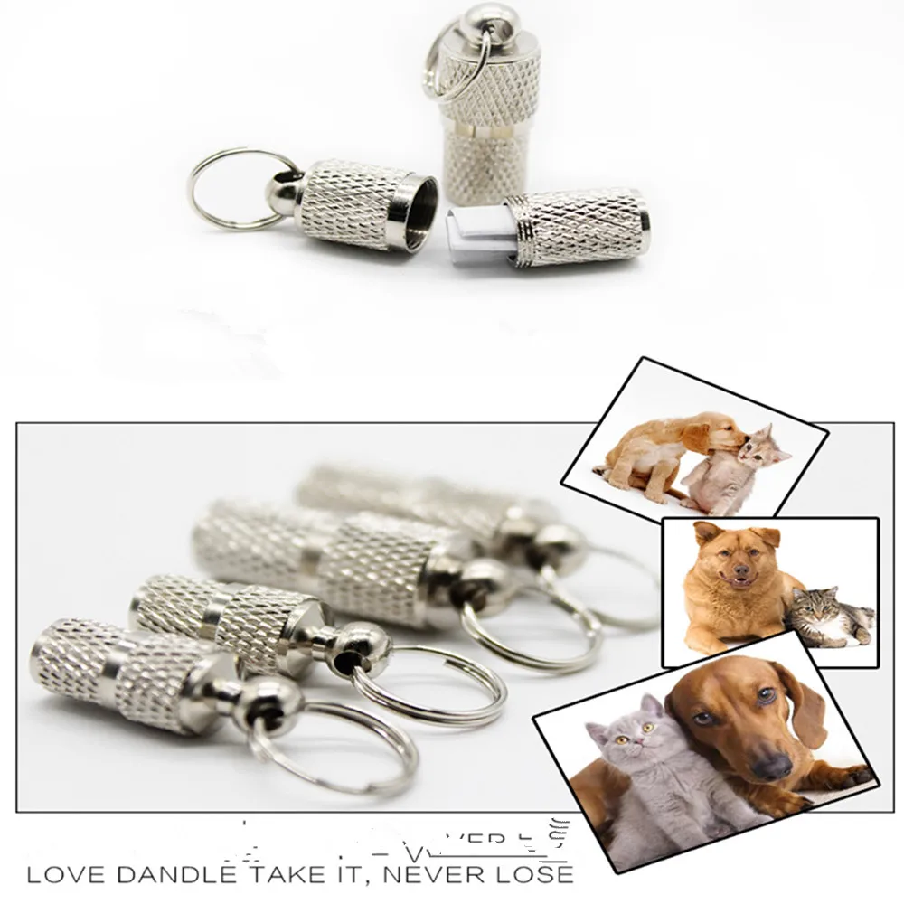 

Anti-Lost Pet Dog Cat ID Name Address Label Tag Storage Barrel Tube Pet Kitten Identity Card ID Tags