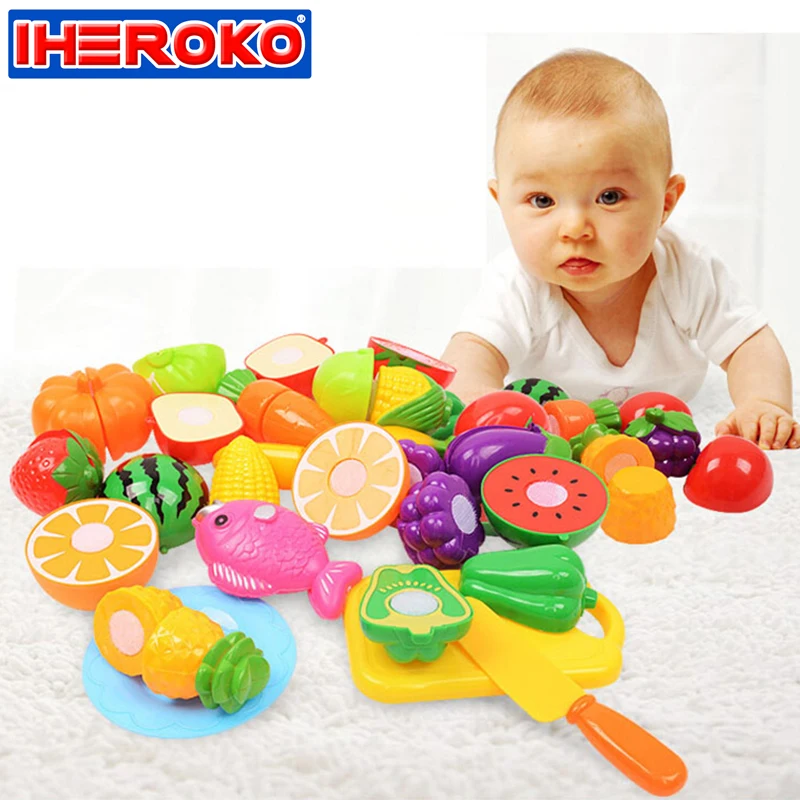 

18PCS Kitchen Fruit Vegetables Food Toy Cutting Set Kids Pretend Role Play Gifts for Children Colorful Miniature Food Play Toys