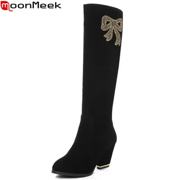 

MoonMeek big size 34-43 hot sale new arrive women boots fahsion black zipper knee high boots elegant lady prom boots