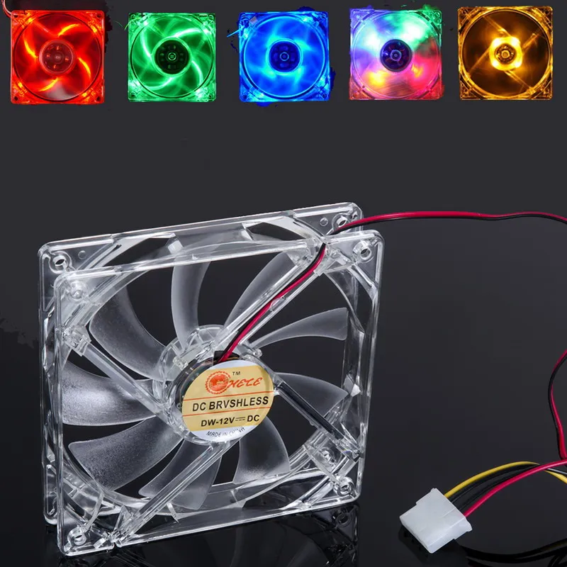 

FW1S Yellow LED Light CPU Cooling Laptop Cooler Fan Computer PC Clear Case Quad 12CM Heatsink
