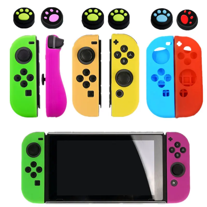 

Red Green Rose Blue Yellow Soft cover for Nintend Switch JOY CON Silicone Protective Case For Nintend JOY-CON With 2 Thumb Grips