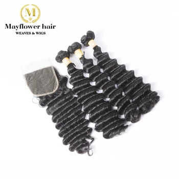 

Mayflower Funmi Hair Beyonce curl 2/3/4 bundles with 4x4" closure Natural black Double drawn Remy hair 8-18" mixed Free shipping