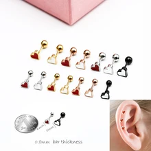 1 пара маленькие серьги-гвоздики в форме сердца Pendientes Brincos масло из нержавеющей стали капельная спираль 0,8 мм пирсинг для тела ювелирные изделия для женщин