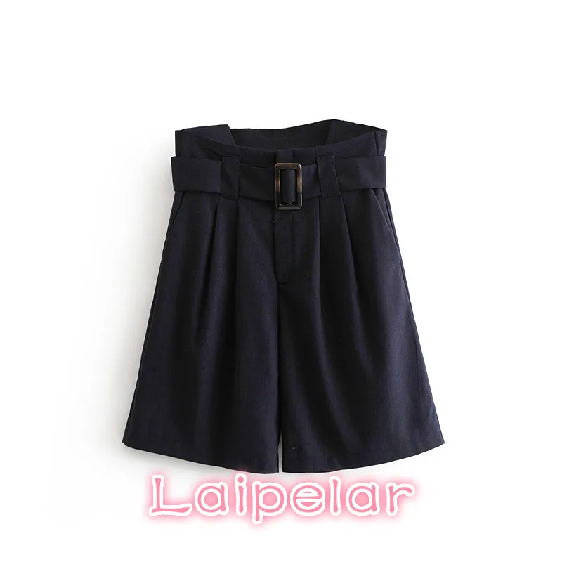 

Шорты женские хлопковые с завышенной талией, винтажные повседневные, с поясом, уличная одежда, для офиса, на лето