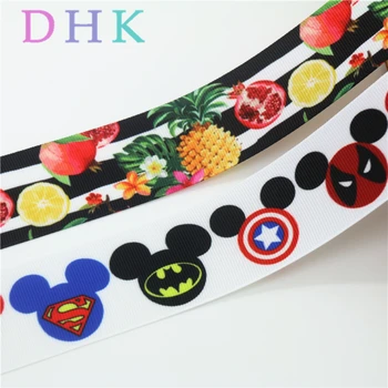 

DHK 1.5'' 50yards fruits mickey super hero printed grosgrain Ribbon Accessory hairbow headwear decoration Wholesale OEM S861