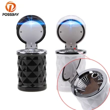 POSSBAY пепельницы сигарет Пепельница портативная Автомобильная Бездымная подставка синий светодиодный Алмазный вырез пепельница для лица подходит для большинства автомобилей