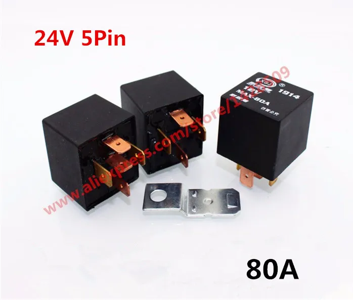 10 Pcs DC 24V 80A 5 Pin JD1914 Automobile Relay With Iron Bracket Air
