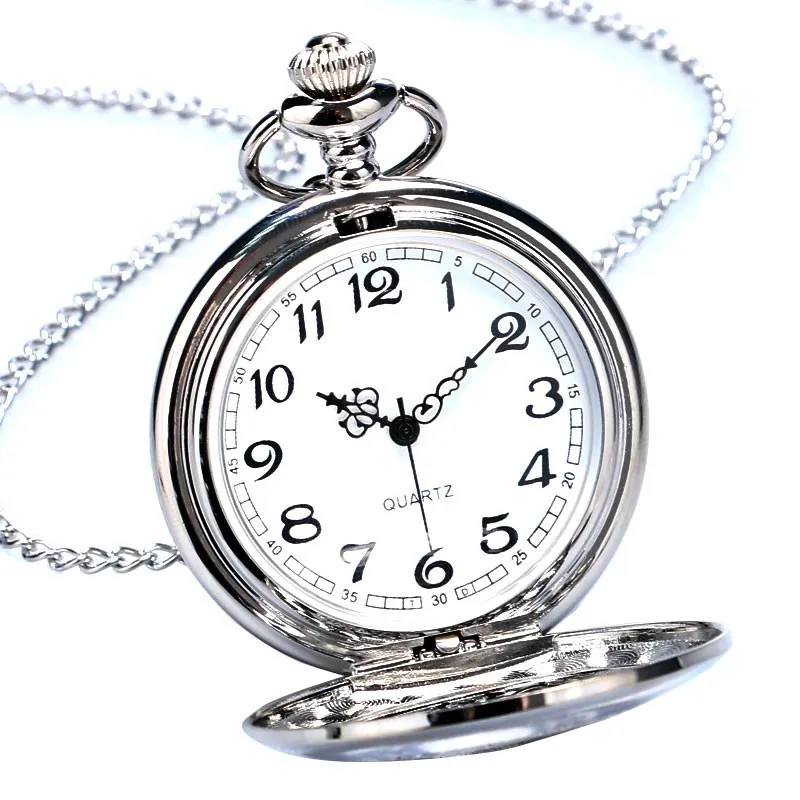 Элегантный серебристый полые стимпанк решетки Мода Дело карманные часы Цепочки и ожерелья часы Лучший подарок к Для женщин девушки