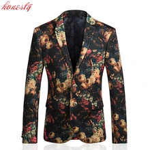 Для мужчин цветочный Повседневный Блейзер, куртка бренда Slim Fit пиджак в деловом стиле, костюм, осенняя хлопковая Свадебная мода платье костюм Блейзер SL-E188