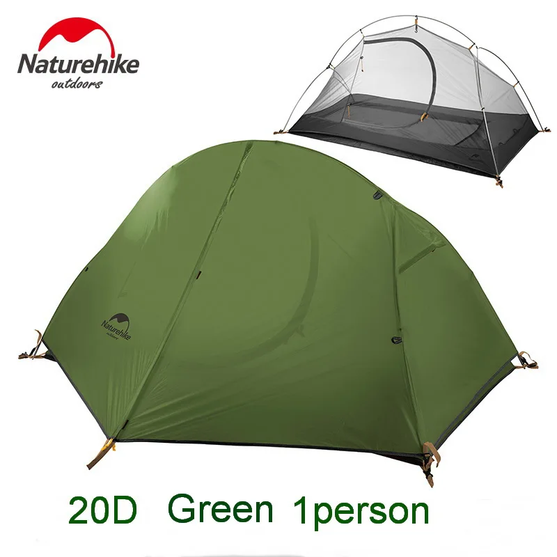20D green 1person Naturehike Сверхлегкий 1 человек кемпинг палатка альпинизмом треккинг Туризм Велоспорт одиночные палатки Водонепроницаемый PU4000 зеленый 1.3кг - Цвет: 20D green 1person