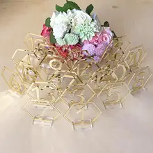 Números de mesa signos para la decoración del banquete de boda, número de acrílico plateado o dorado, números romanos centro de mesa geométrico