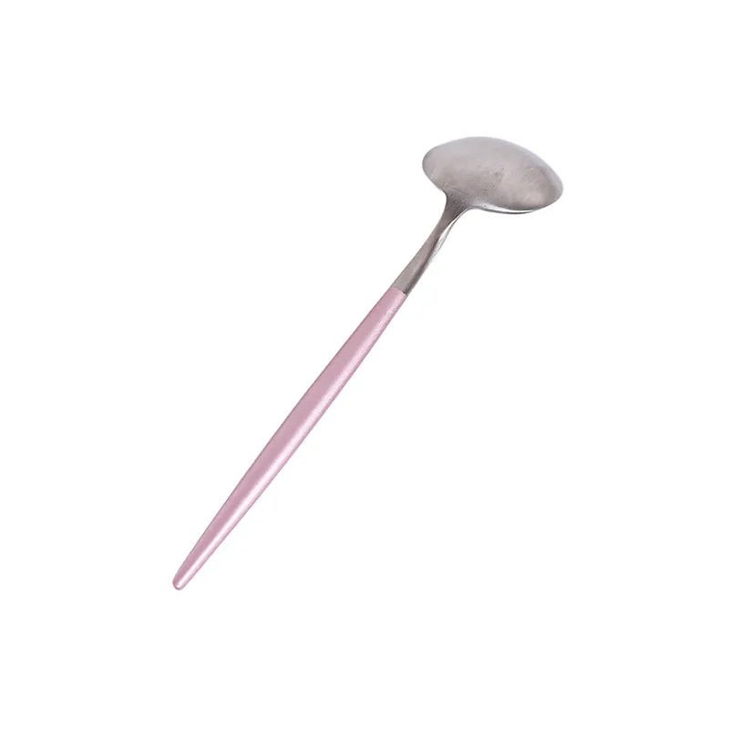 Горячая Распродажа, розовая ложка из нержавеющей стали, десертная ложка c длинной ручкой, китайская посуда, кухонные инструменты для выпечки