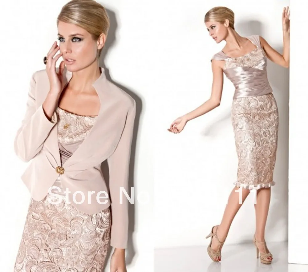 2014 New Arrival Elegant Mother Of The Bride Dresses With Jacket Knee