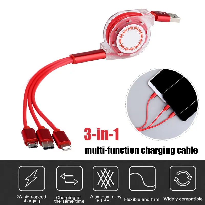 المحمولة بريميوم شحن خط شحن كابل بيانات السفر نقل الحبل كابل بيانات قابل للسحب المصغّر usb