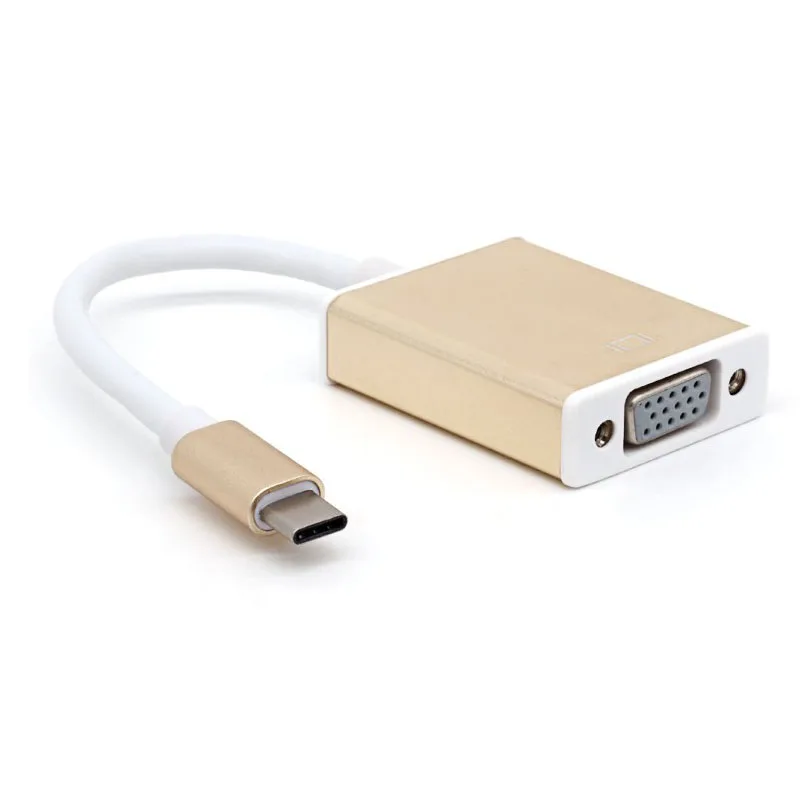 

USB 3.1 Type C USB-C to VGA Converter Adapter Reversible for Macbook 12 inch Gold and Silver Male to Female Conneting Cable