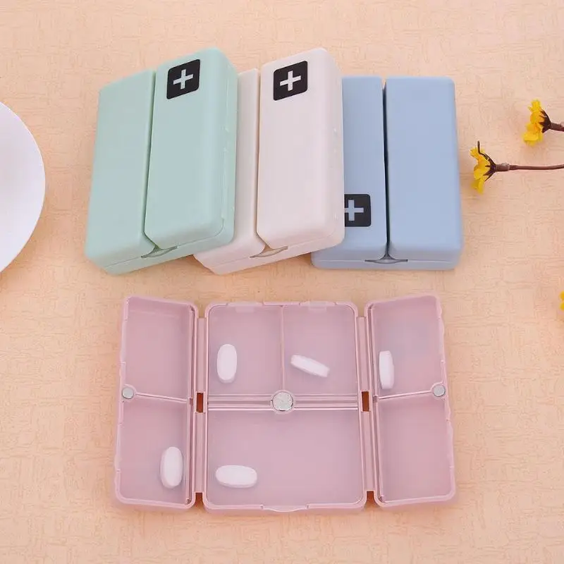 

Small Portable 7 Days Weekly Pill Box Magnet Lid Tablet Storage 7Grids Case Pill Splitter Pill Box Storage for Health Care