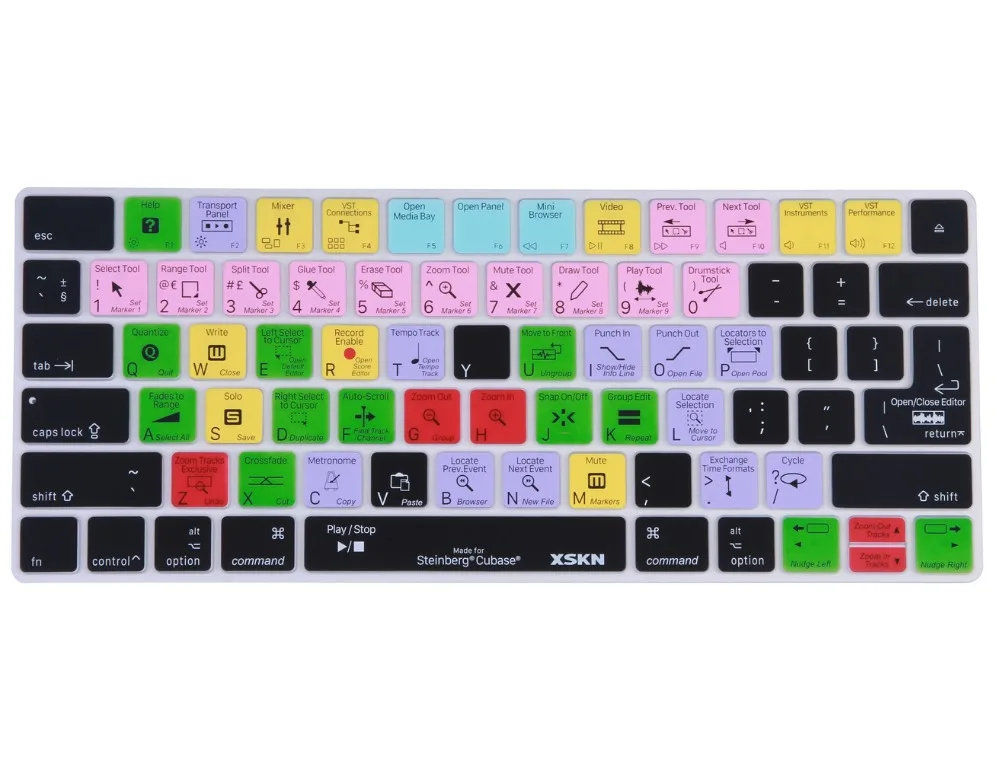 XSKN для Steinberg Cubase клавиатура кожа для Apple Magic Keyboard US и EU раскладка, английский функциональный силиконовый чехол для клавиатуры