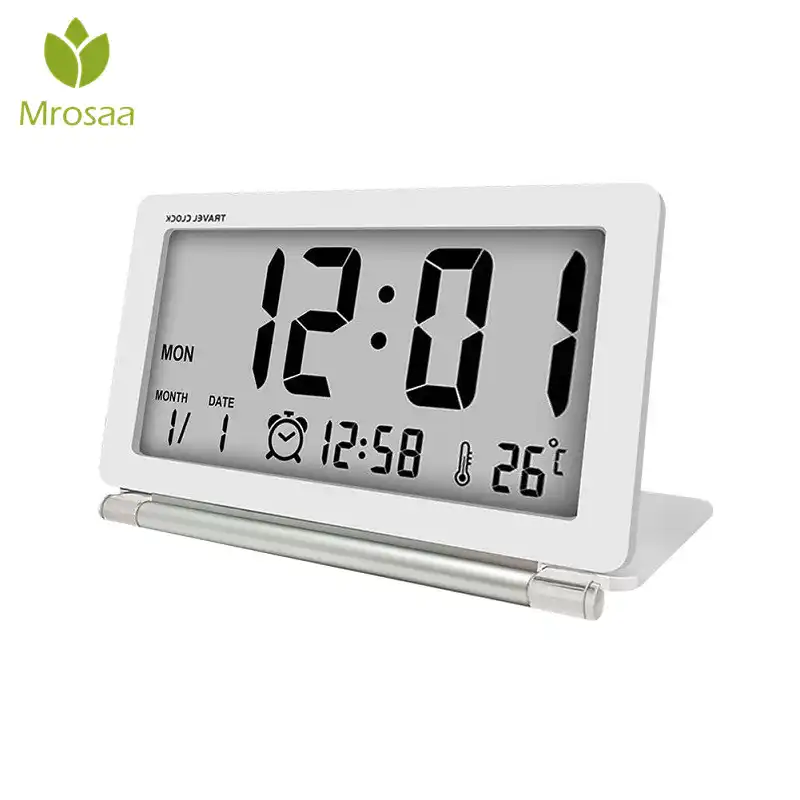 Electronic Alarm Clock Travel Clock Multifunction Silent Lcd