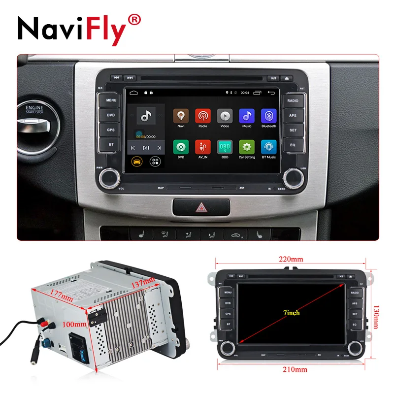 Perfect 7inch Capacitive screen Quad Core HD1024X600 Android7.1 Car Multimedia player for VW Jetta/polo/golf/Passat/Scirocco/Sharan 4