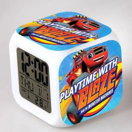 Blaze and Monster Machines светодиодный цифровой будильник часы reloj despertador de cateceira horloge digitale детские игрушки подарки - Цвет: Синий