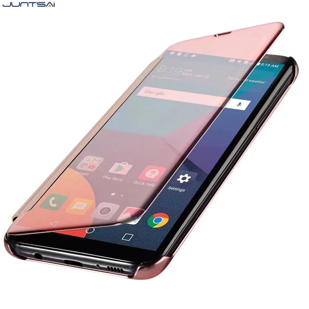 JUNTSAI Clear View Mirror Smart Flip Mobile phone Case For Xiaomi Redmi Note 3 Note 4