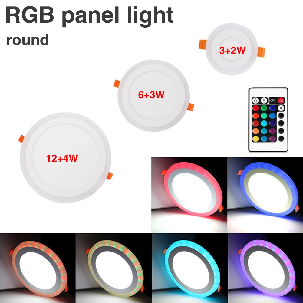 RGB светодиодный панельный светильник встраиваемый 5 Вт 9 Вт 16 Вт светодиодный потолочный светильник с регулируемой яркостью лампа для кухни комнатное освещение AC100-265V