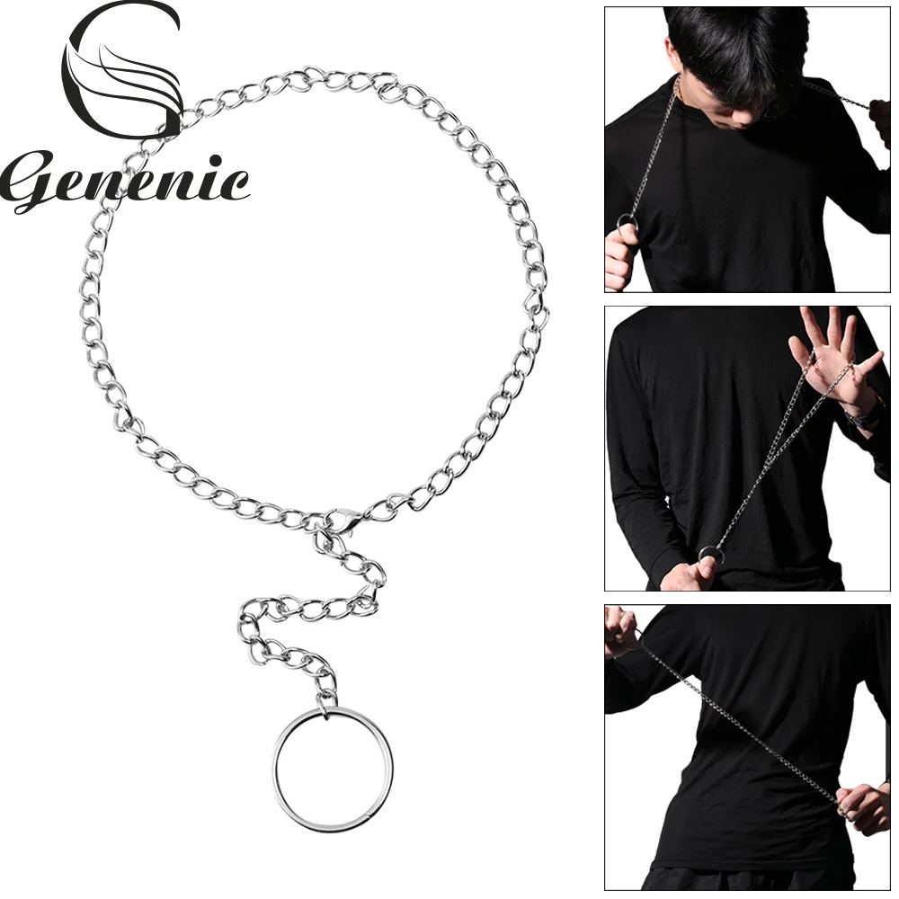 1 шт., модное крутое Серебряное ожерелье-чокер ручной работы на цепочке, 60 см, для женщин, мужчин, девушек, панк, готика, металлическая цепочка, воротник с круглым вырезом