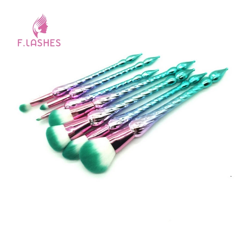 

F.LASHES 7Pcs/Set Unicorn Spiral Makeup Brushes Set Powder Foundation Eyeshadow Make Up Brushes Cosmetics Makeup Tools