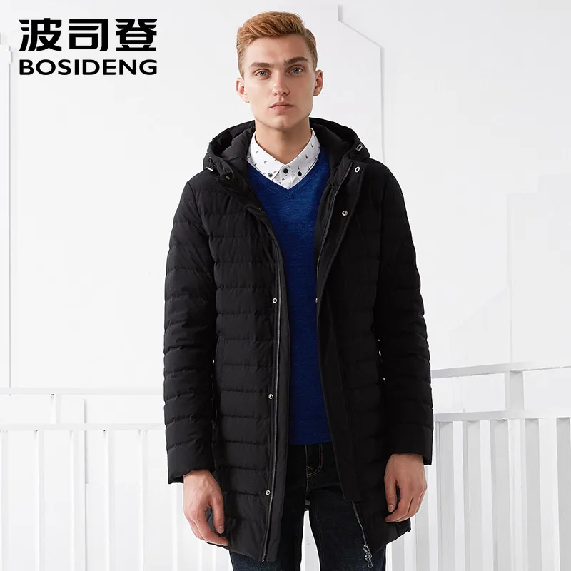 

BOSIDENG men's white goose down jacket business fashion casual long down coat winter thickening warm parka B70133003