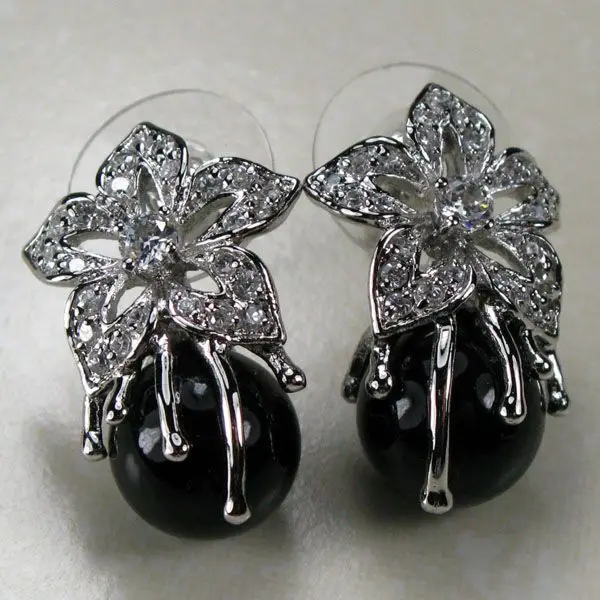 BLACK PEARL 925 STERLING SILVER EARRINGS TE131