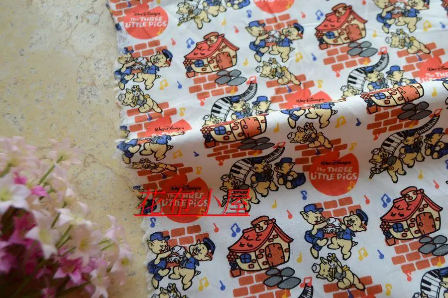 100*112 см музыка свинья копилка Мальчик Хлопок Ткань для шитья жир лоскутное шитье diy Детские куклы для малышей юбка ткань