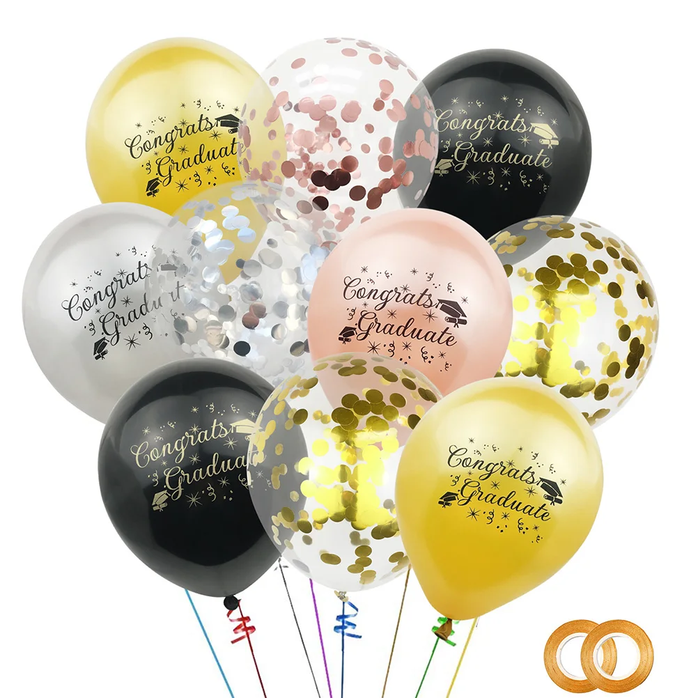

42pcs/Set 2019 Graduation Party Decor Confetti Balloons Latex Balloon Decorative Balloons With 2 Rolls Ribbons