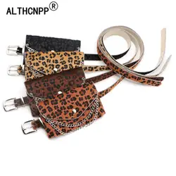 Леопардовый поясная сумка цепь из бисера украшение для Для женщин съемный пояс мешок мобильного телефона Талия Ремни Для женщин cinturon leopardo
