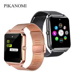 Полностью сенсорные Смарт-часы с металлическим ремешком, Bluetooth, наручные Смарт-часы, поддержка Sim, SD карты, Android, IOS, спортивные часы с камерой