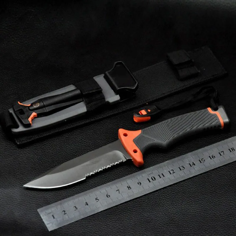Лучший Фиксированным лезвием Ножи выживших Открытый Отдых Охота для шашлыков Тактический Половина Serration модель SDIYABEIZ