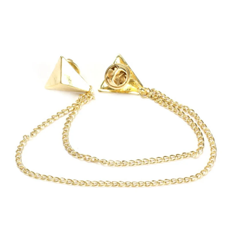 Spike Stud Triangle Blouse Shirts Collar Clip Neck Tip Brooch Pin Chain Punk 1pc