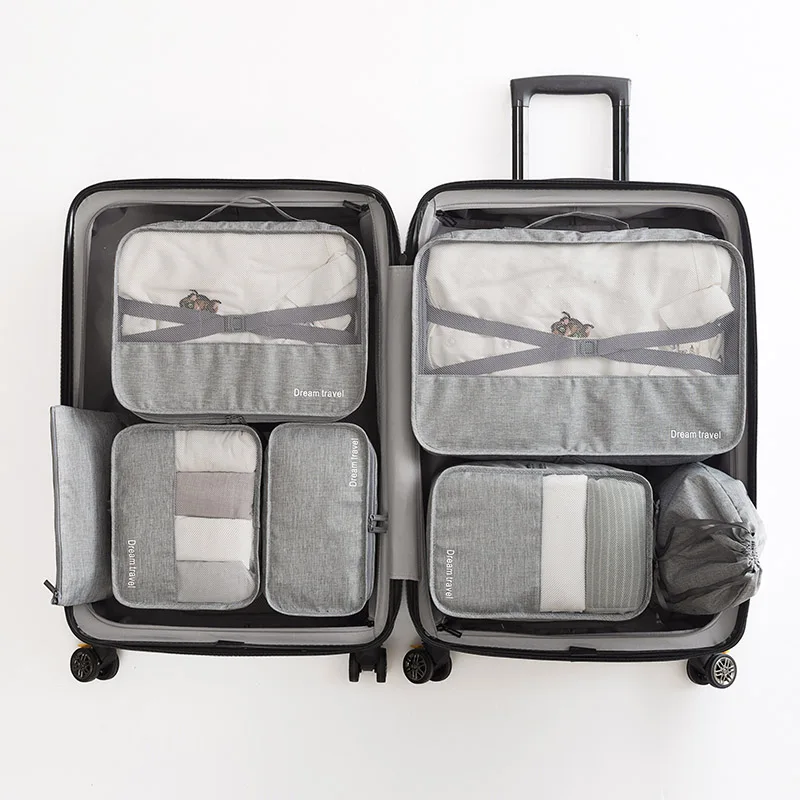 HMUNII модные аксессуары для путешествий упаковочные мешки для хранения 7 комплектов сумок для хранения нижнего белья обувь для путешествий водонепроницаемый мешок для стирки - Цвет: Advanced gray