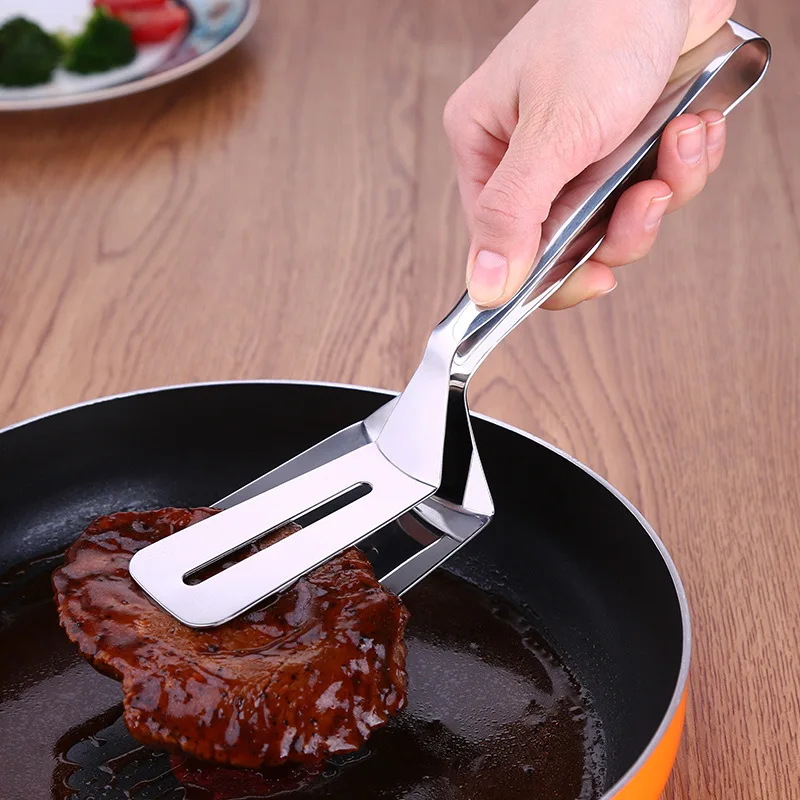High Quality Stainless Steel BBQ Tongs 10 Kitchen Food Serving Tongs Pizza Bread Clip Fried Steak Turner Gripper Barbecue Tools (5)