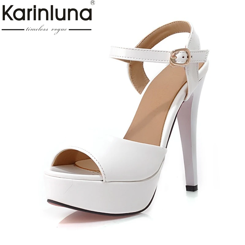 

Karinluna New Top Quality Thin high-heeled Platform Ankle Strap Summer Sandal Shoes Women Sexy Black Red Shoes Woman