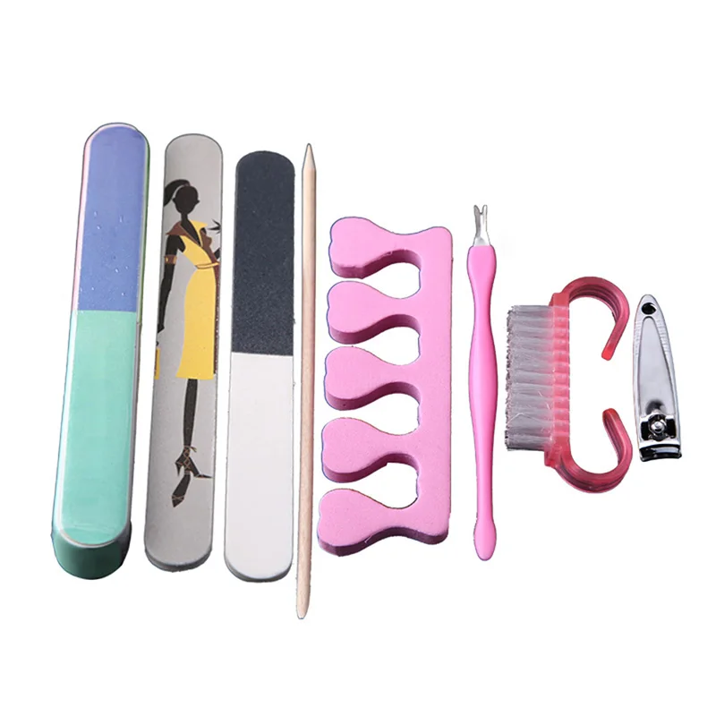 8 шт./компл. Маникюрный Инструмент для ногтей буферная шлифовальная кисть для полировки вилка мертвой кожи разделитель пальцев ногтей комплект для стрижки CD88