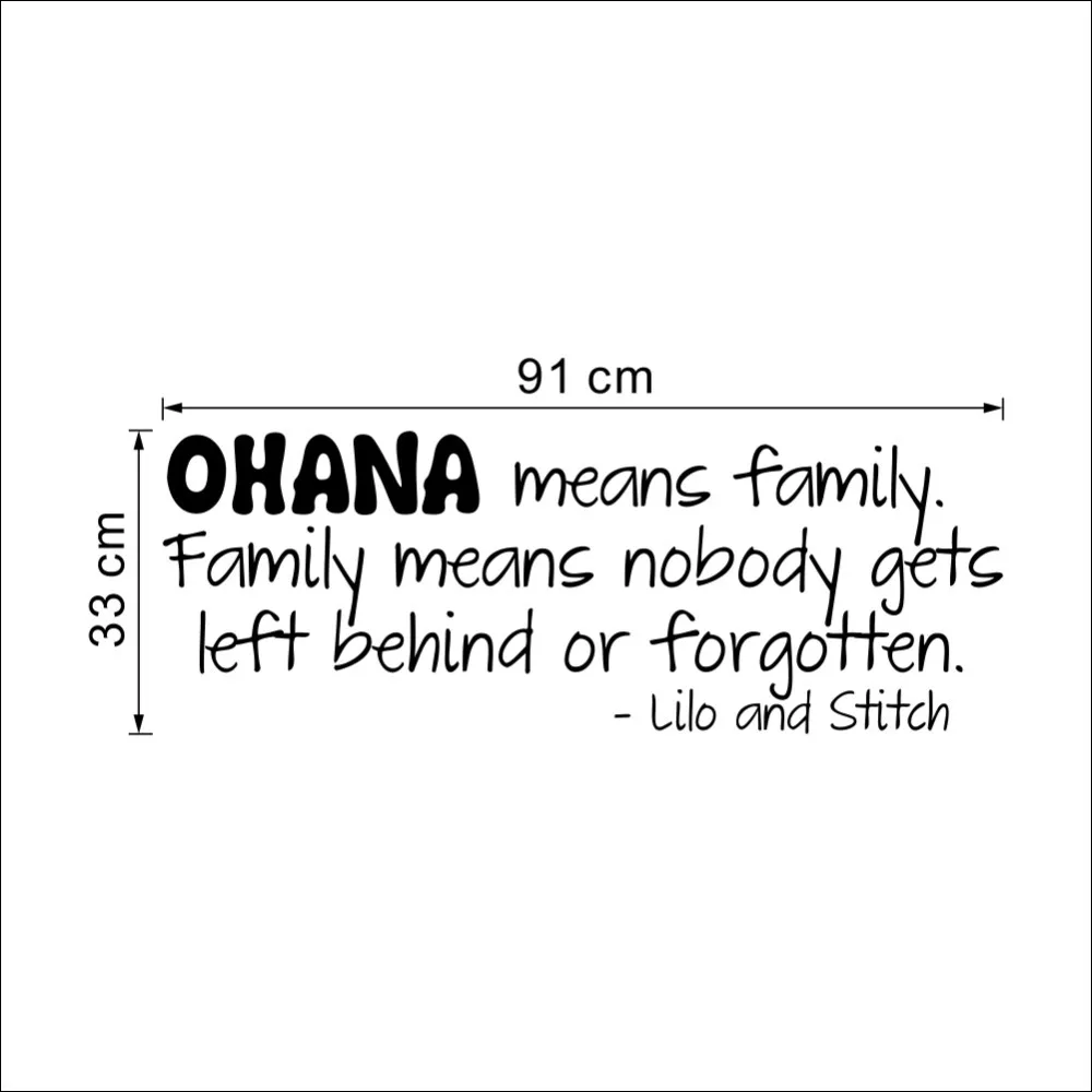 Ohana bedeutet Familie wandaufkleber zitate schriftzug worte Vinyl Wandtattoo Kunstwandhauptdekor