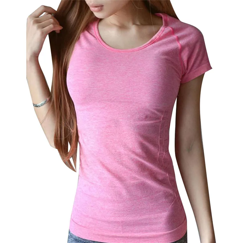 

Hot Slae Dry Quick Running Short Sleeve Fitness Women's Clothes Tees Shirt Gym Compression Tights Sport T-shirts